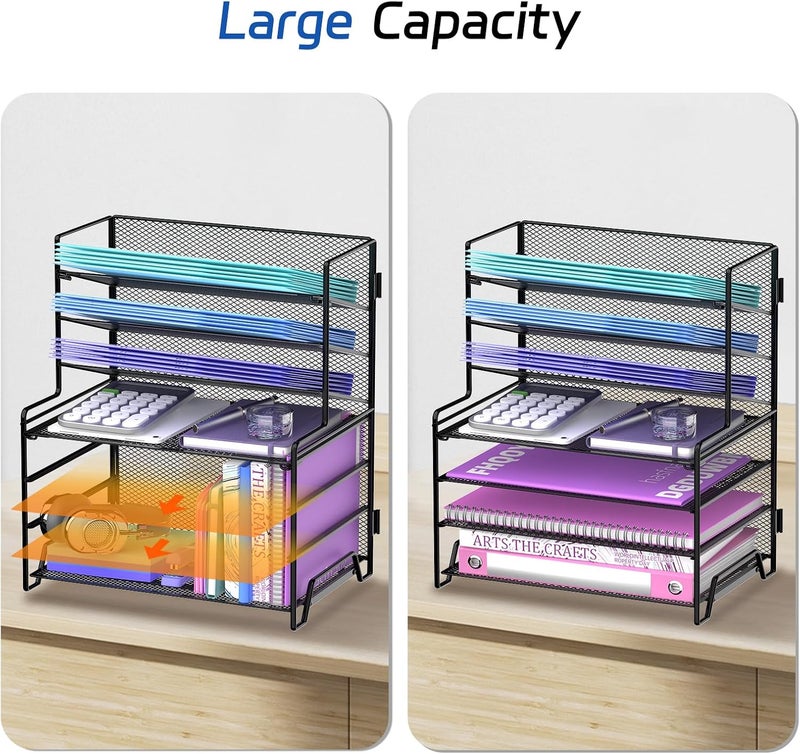 ReePlan 7 Tier Desk File Organizer, Letter Tray Paper Organizer, Metal Desktop Organizers and Accessories for Study and Workspace, for Home Office, Black - Image 5